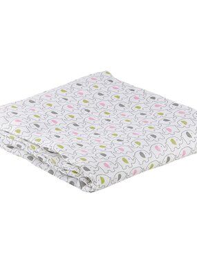 Stephan Baby: Baby Girl pink/green elephant bamboo cotton swaddle 45" x 45" NEW